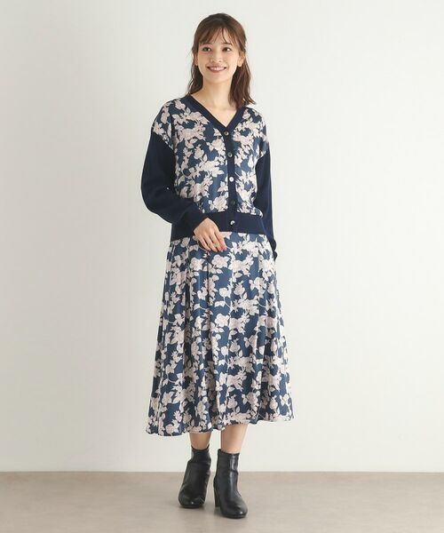 LAURA ASHLEY / ローラ アシュレイ カーディガン・ボレロ | 【Lサイズあり／3colors／同柄アイテムあり】ポリントン ローゼズ柄 パネルニットカーディガン | 詳細11