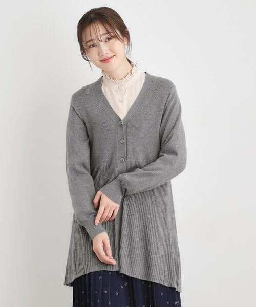 LAURA ASHLEY / ローラ アシュレイ カーディガン・ボレロ | 【ウール混】バックリボン ロングカーデ(ラメグレー(006))