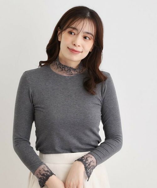 LAURA ASHLEY / ローラ アシュレイ カットソー | 【チュール付き】フライスカットソー(ライトグレー(010))