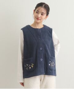 LAURA ASHLEY / ローラ アシュレイ ベスト | 【一部店舗限定】クロスウェル柄 フリースルームベスト