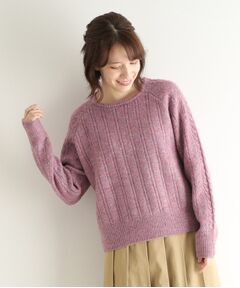 【モヘヤ混／透かし編み／4colors】プルオーバーニット