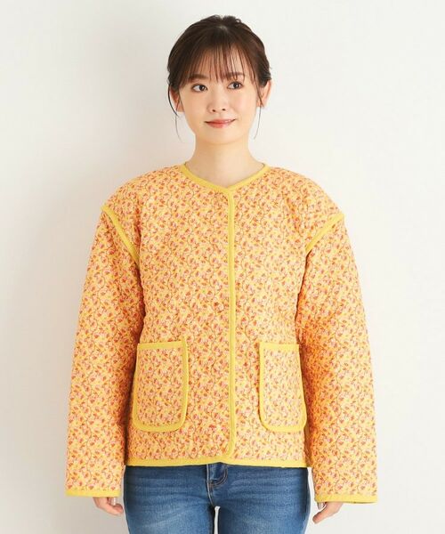 LAURA ASHLEY / ローラ アシュレイ ノーカラージャケット | コッタムコーンフラワー柄 リバーシブル キルトジャケット | 詳細13