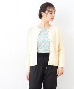 【リネン混／体型カバーにおすすめ】フィッシュネット カーディガン リネン混／体型カバーにおすすめ】フィッシュネット