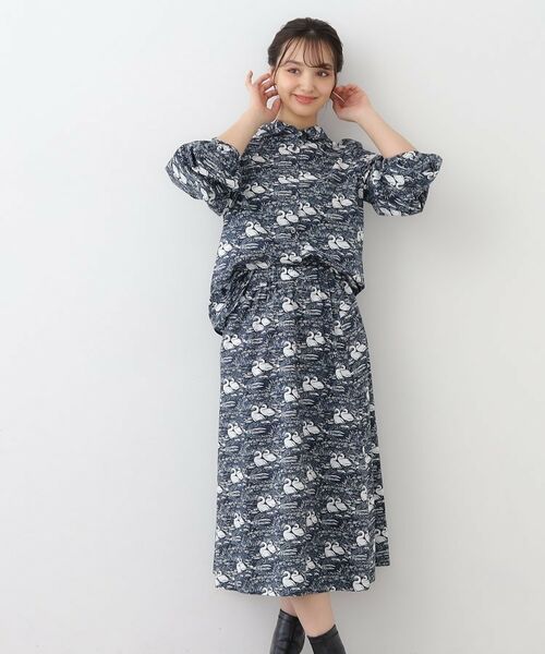 LAURA ASHLEY / ローラ アシュレイ セットアップ | 【WEB限定／M-LL3サイズ/コットン100％／上下セット／袖口ゴムで袖丈調節可】スワンズ柄 セットアップ | 詳細21