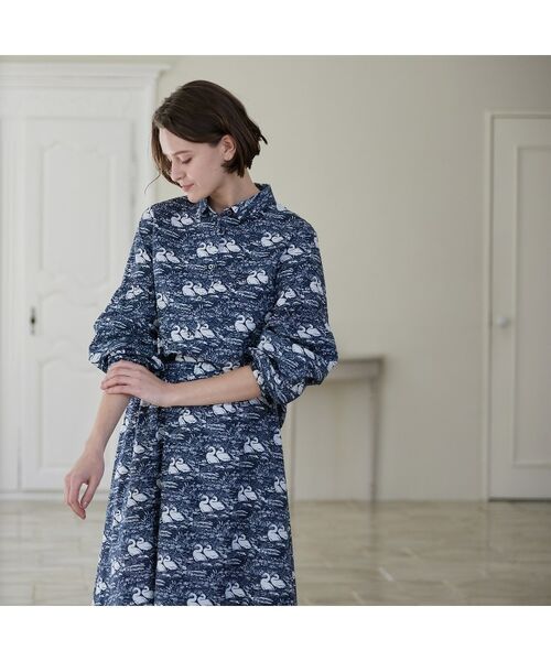 LAURA ASHLEY / ローラ アシュレイ セットアップ | 【WEB限定／M-LL3サイズ/コットン100％／上下セット／袖口ゴムで袖丈調節可】スワンズ柄 セットアップ | 詳細23