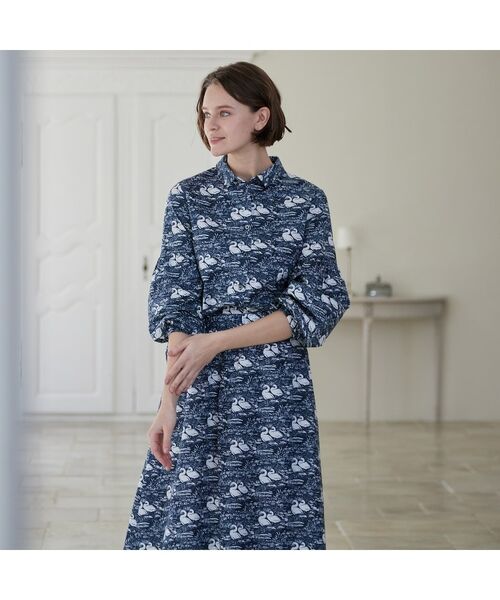 LAURA ASHLEY / ローラ アシュレイ セットアップ | 【WEB限定／M-LL3サイズ/コットン100％／上下セット／袖口ゴムで袖丈調節可】スワンズ柄 セットアップ | 詳細24