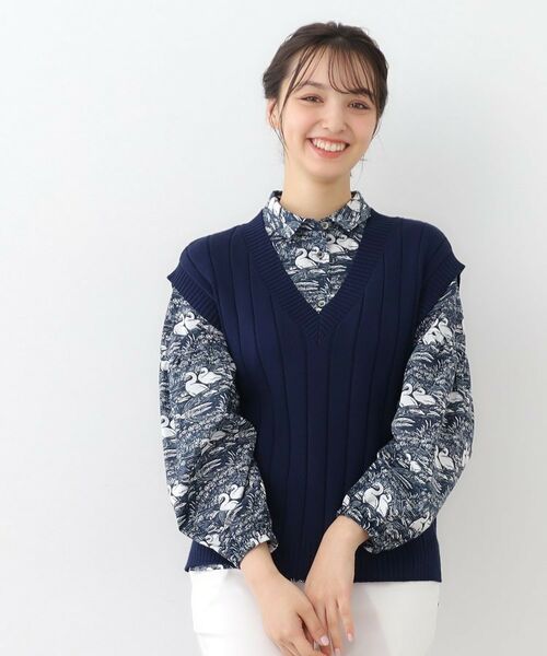 LAURA ASHLEY / ローラ アシュレイ セットアップ | 【WEB限定／M-LL3サイズ/コットン100％／上下セット／袖口ゴムで袖丈調節可】スワンズ柄 セットアップ | 詳細3