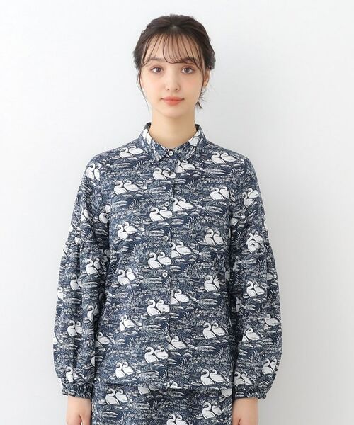 LAURA ASHLEY / ローラ アシュレイ セットアップ | 【WEB限定／M-LL3サイズ/コットン100％／上下セット／袖口ゴムで袖丈調節可】スワンズ柄 セットアップ | 詳細6
