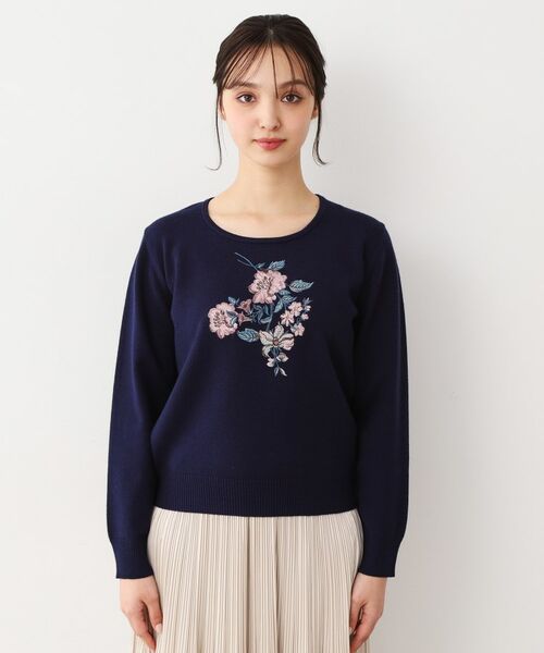 LAURA ASHLEY / ローラ アシュレイ ニット・セーター | 【ハイゲージ】大判刺繍ニット | 詳細13