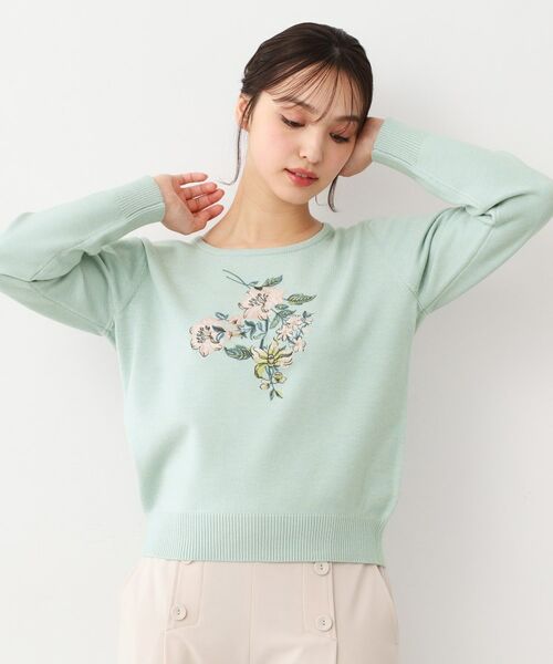 LAURA ASHLEY/ローラ アシュレイ 【ハイゲージ】大判刺繍ニット ライトグリーン(020) 38(M) LAURA ASHLEY/ローラ アシュレイ 【ハイゲージ】大判刺繍ニット ライトグリーン(020) 38(M)