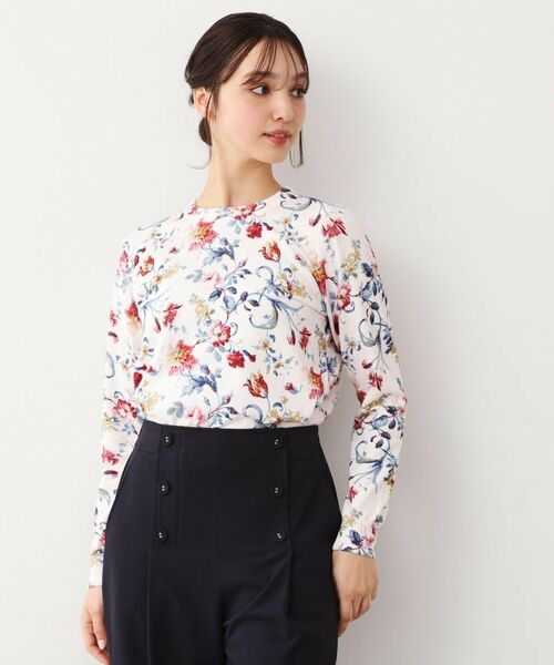 LAURA ASHLEY/ローラ アシュレイ 【全面プリント/同柄アイテムあり】ローザリンド柄 プリントニット オフホワイト(103) 38(M) LAURA ASHLEY/ローラ アシュレイ 【全面プリント/同柄アイテムあり】ローザリンド柄 プリントニット オフホワイト(103) 38(M)