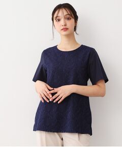 LAURA ASHLEY / ローラ アシュレイ Tシャツ | 【人気デザインがアップデート！洗える】身頃レースTシャツ