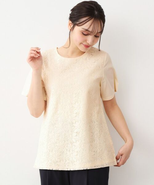 LAURA ASHLEY/ローラ アシュレイ 【人気デザインがアップデート!洗える】身頃レースTシャツ オフホワイト(003) 38(M) LAURA ASHLEY/ローラ アシュレイ 【人気デザインがアップデート!洗える】身頃レースTシャツ オフホワイト(003) 38(M)