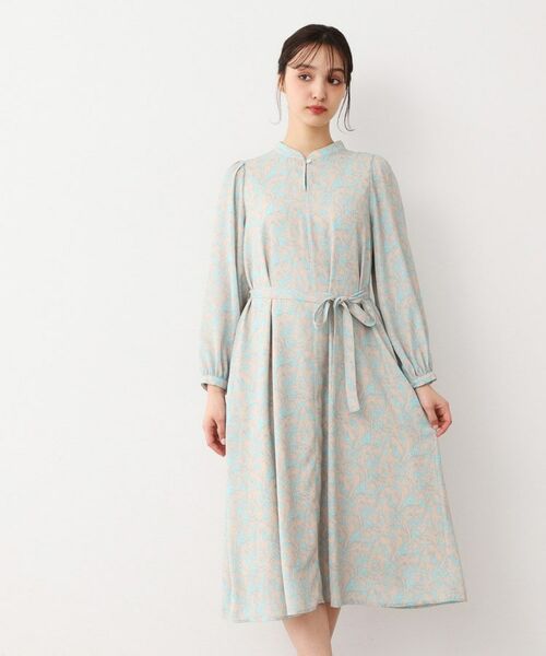 LAURA ASHLEY / ローラ アシュレイ ロング・マキシ丈ワンピース | 【ウエストリボン付き】ナンテール柄 シフォンワンピース | 詳細1