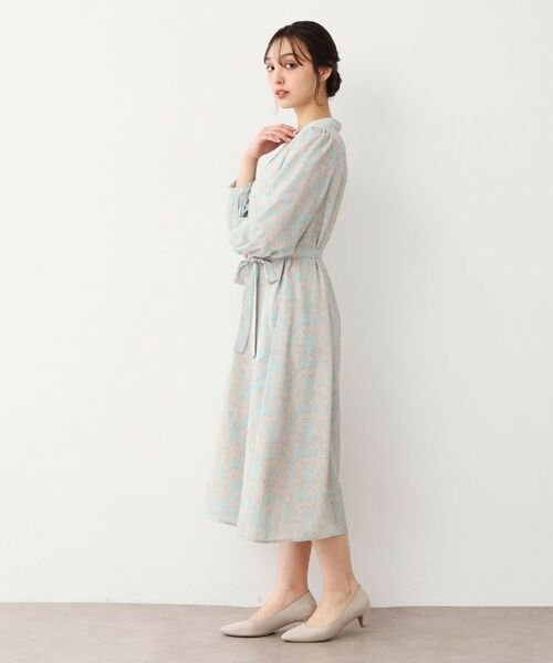 LAURA ASHLEY / ローラ アシュレイ ロング・マキシ丈ワンピース | 【ウエストリボン付き】ナンテール柄 シフォンワンピース | 詳細2