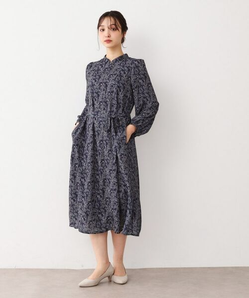 LAURA ASHLEY / ローラ アシュレイ ロング・マキシ丈ワンピース | 【ウエストリボン付き】ナンテール柄 シフォンワンピース | 詳細6