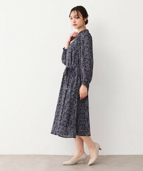 LAURA ASHLEY / ローラ アシュレイ ロング・マキシ丈ワンピース | 【ウエストリボン付き】ナンテール柄 シフォンワンピース | 詳細7