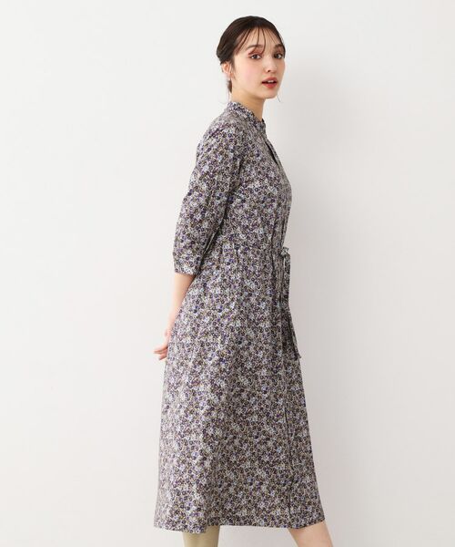 LAURA ASHLEY / ローラ アシュレイ ロング・マキシ丈ワンピース | 【洗える/コットン100%/同柄アイテムあり】アマイア ディッツィー柄 ワンピース(ネイビー(194))