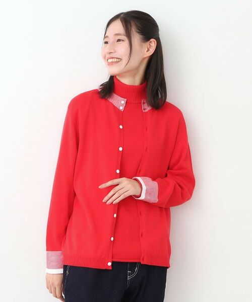 LAURA ASHLEY / ローラ アシュレイ カーディガン・ボレロ | 【カラー追加!日本製/ワンマイルウエア】コットン コンパクトヤーン カーディガン(レッド(363))