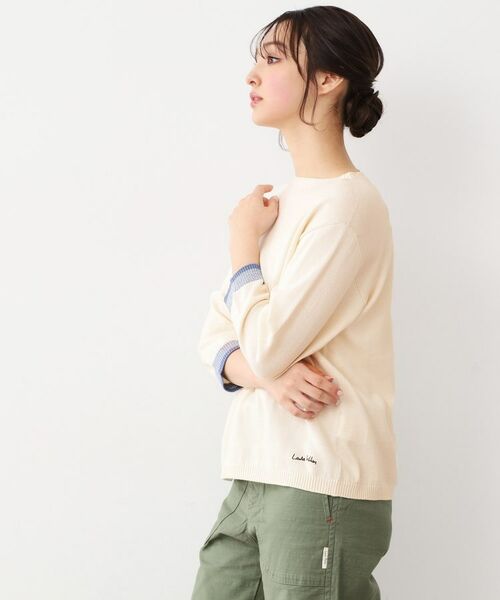 LAURA ASHLEY / ローラ アシュレイ ニット・セーター | 【日本製/八分袖/ワンマイルウエア】コットン コンパクトヤーン プルオーバー | 詳細1