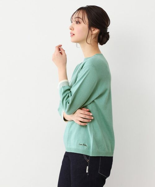 LAURA ASHLEY / ローラ アシュレイ ニット・セーター | 【日本製/八分袖/ワンマイルウエア】コットン コンパクトヤーン プルオーバー | 詳細5