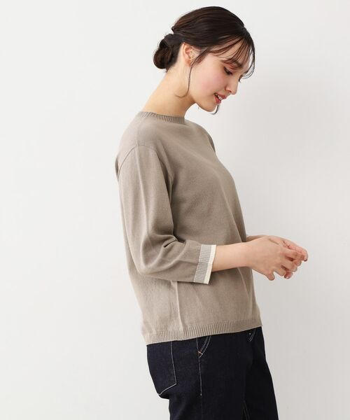 LAURA ASHLEY / ローラ アシュレイ ニット・セーター | 【日本製/八分袖/ワンマイルウエア】コットン コンパクトヤーン プルオーバー | 詳細9