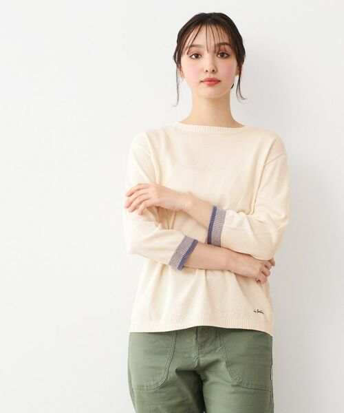 LAURA ASHLEY/ローラ アシュレイ 【日本製/八分袖/ワンマイルウエア】コットン コンパクトヤーン プルオーバー ホワイト(102) 38(M) LAURA ASHLEY/ローラ アシュレイ 【日本製/八分袖/ワンマイルウエア】コットン コンパクトヤーン プルオーバー ホワイト(102) 38(M)