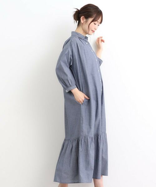 LAURA ASHLEY / ローラ アシュレイ ロング・マキシ丈ワンピース | 【コットン100%/羽織に使える/シャンブレー】シャツワンピース | 詳細1