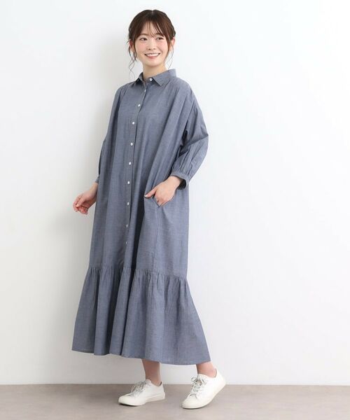 LAURA ASHLEY / ローラ アシュレイ ロング・マキシ丈ワンピース | 【コットン100%/羽織に使える/シャンブレー】シャツワンピース | 詳細2