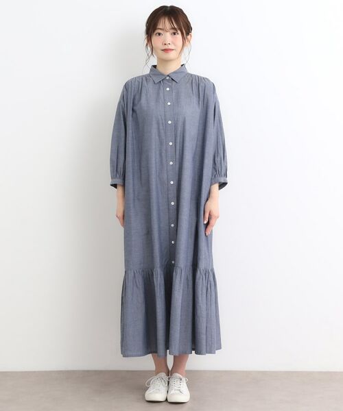 LAURA ASHLEY / ローラ アシュレイ ロング・マキシ丈ワンピース | 【コットン100%/羽織に使える/シャンブレー】シャツワンピース | 詳細5