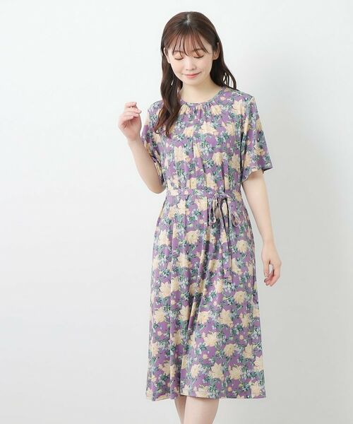LAURA ASHLEY/ローラ アシュレイ 【洗える/ジャージ素材/同柄アイテムあり】シャーボーン柄ワンピース パープル(182) 38(M) LAURA ASHLEY/ローラ アシュレイ 【洗える/ジャージ素材/同柄アイテムあり】シャーボーン柄ワンピース パープル(182) 38(M)