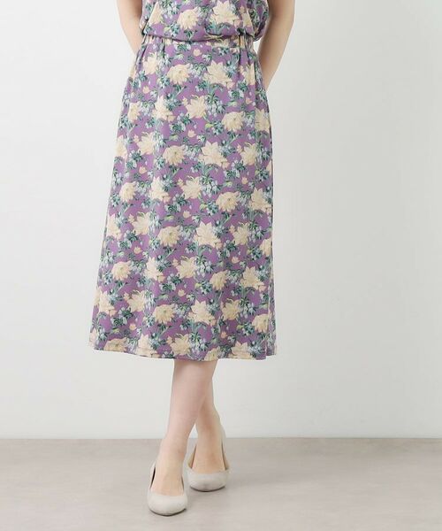 LAURA ASHLEY/ローラ アシュレイ 【洗える/ジャージ素材/同柄アイテムあり】シャーボーン柄スカート パープル(182) 40(L) LAURA ASHLEY/ローラ アシュレイ 【洗える/ジャージ素材/同柄アイテムあり】シャーボーン柄スカート パープル(182) 40(L)
