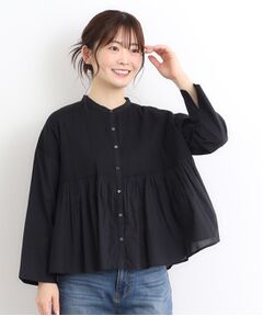 LAURA ASHLEY / ローラ アシュレイ シャツ・ブラウス | 【コットン100％／羽織に使える】ピンタックフレアブラウス