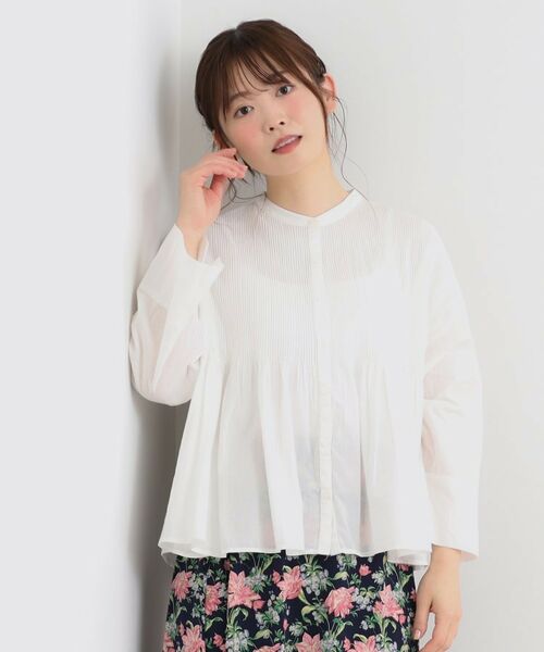 LAURA ASHLEY/ローラ アシュレイ 【コットン100%/羽織に使える】ピンタックフレアブラウス オフホワイト(003) 38(M) LAURA ASHLEY/ローラ アシュレイ 【コットン100%/羽織に使える】ピンタックフレアブラウス オフホワイト(003) 38(M)