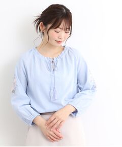 LAURA ASHLEY / ローラ アシュレイ シャツ・ブラウス | 【コットン100％／刺繍入り】ウェストウェル バンチ柄刺繍ブラウス