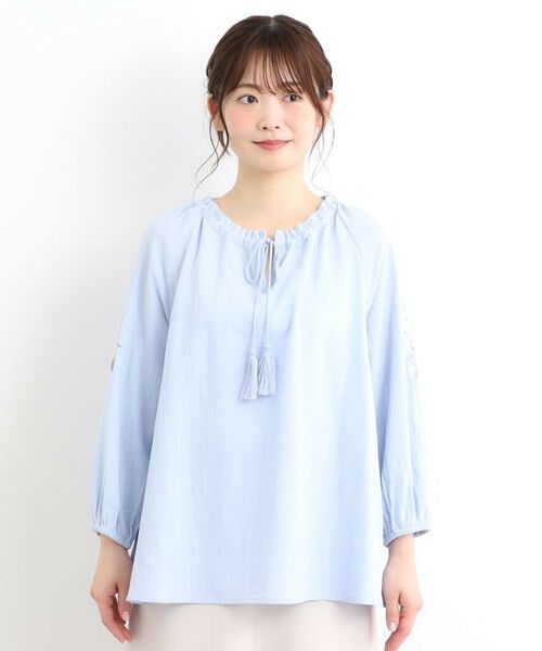 LAURA ASHLEY / ローラ アシュレイ シャツ・ブラウス | 【コットン100％／刺繍入り】ウェストウェル バンチ柄刺繍ブラウス | 詳細13