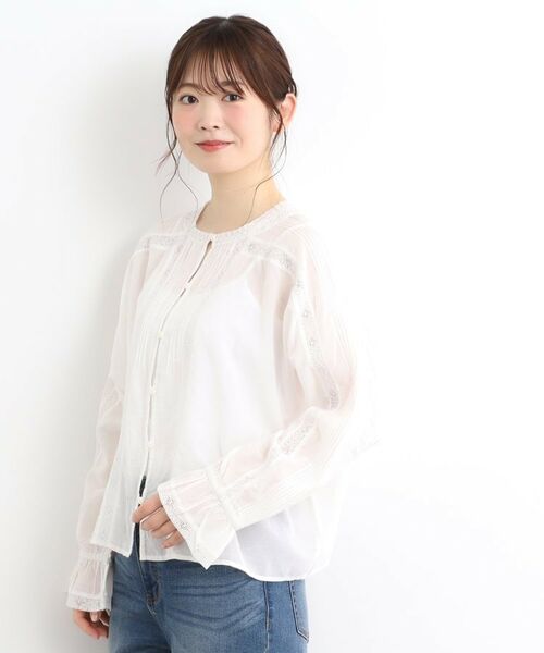 LAURA ASHLEY / ローラ アシュレイ シャツ・ブラウス | 【前後2WAY／羽織に使える】 リバーレースブラウス | 詳細3