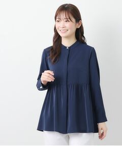 LAURA ASHLEY / ローラ アシュレイ シャツ・ブラウス | 【羽織りに使える／パール調ボタン 】ペプラムブラウス