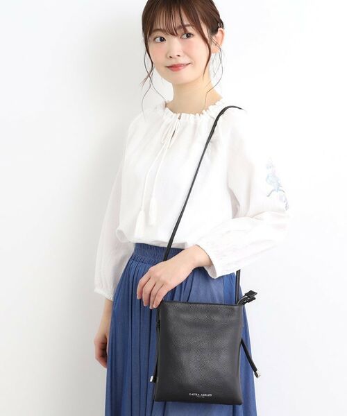 LAURA ASHLEY / ローラ アシュレイ ショルダーバッグ | 【牛革レザー／ショルダー長さ調節可】フラットバッグ | 詳細3