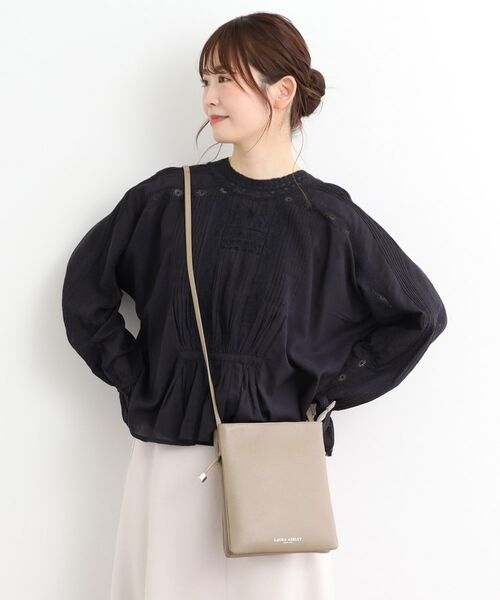 LAURA ASHLEY / ローラ アシュレイ ショルダーバッグ | 【牛革レザー／ショルダー長さ調節可】フラットバッグ | 詳細7