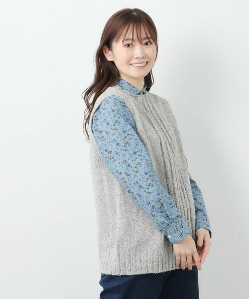 LAURA ASHLEY / ローラ アシュレイ ベスト | 【限定店舗展開/日本製/ワンマイルウエア】シルクネップベスト | 詳細1