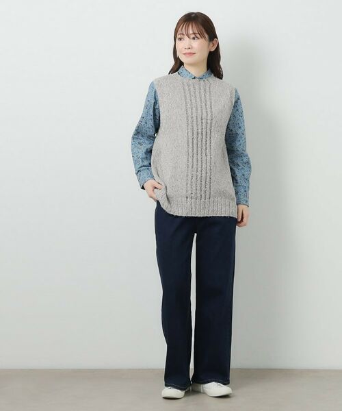 LAURA ASHLEY / ローラ アシュレイ ベスト | 【限定店舗展開/日本製/ワンマイルウエア】シルクネップベスト | 詳細3