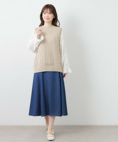 LAURA ASHLEY / ローラ アシュレイ ベスト | 【限定店舗展開/日本製/ワンマイルウエア】シルクネップベスト | 詳細7