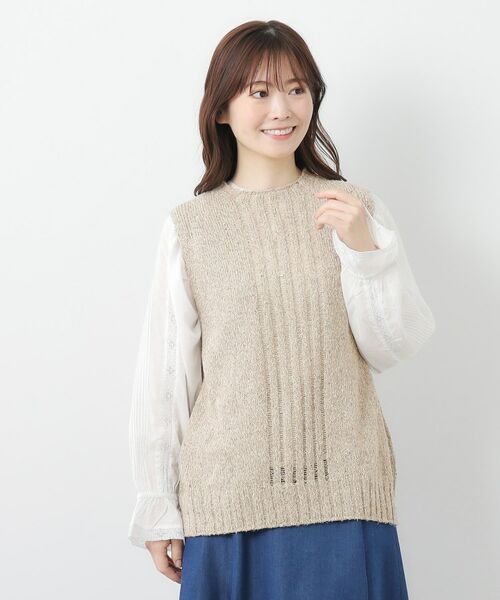 LAURA ASHLEY/ローラ アシュレイ 【限定店舗展開/日本製/ワンマイルウエア】シルクネップベスト ベージュ(052) 38(M) LAURA ASHLEY/ローラ アシュレイ 【限定店舗展開/日本製/ワンマイルウエア】シルクネップベスト ベージュ(052) 38(M)