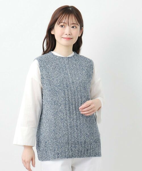 LAURA ASHLEY/ローラ アシュレイ 【限定店舗展開/日本製/ワンマイルウエア】シルクネップベスト ブルー(092) 38(M) LAURA ASHLEY/ローラ アシュレイ 【限定店舗展開/日本製/ワンマイルウエア】シルクネップベスト ブルー(092) 38(M)