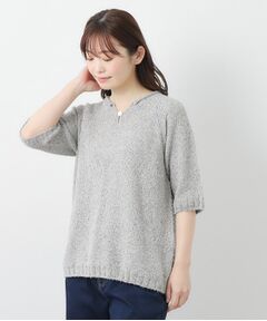 LAURA ASHLEY / ローラ アシュレイ ニット・セーター | 【限定店舗展開/日本製/ワンマイルウエア】シルクネップ混 半袖プルオーバー