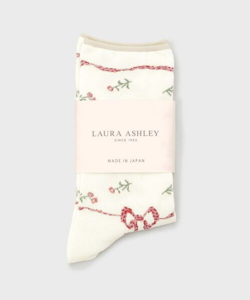 LAURA ASHLEY/ローラ アシュレイ 【日本製】ラークフィールドリボン柄 靴下 レッド(162) 00(FREE) LAURA ASHLEY/ローラ アシュレイ 【日本製】ラークフィールドリボン柄 靴下 レッド(162) 00(FREE)