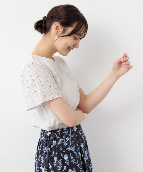 LAURA ASHLEY / ローラ アシュレイ Tシャツ | 【洗える／コットン100％/日本製／袖レース】デザインTシャツ | 詳細10