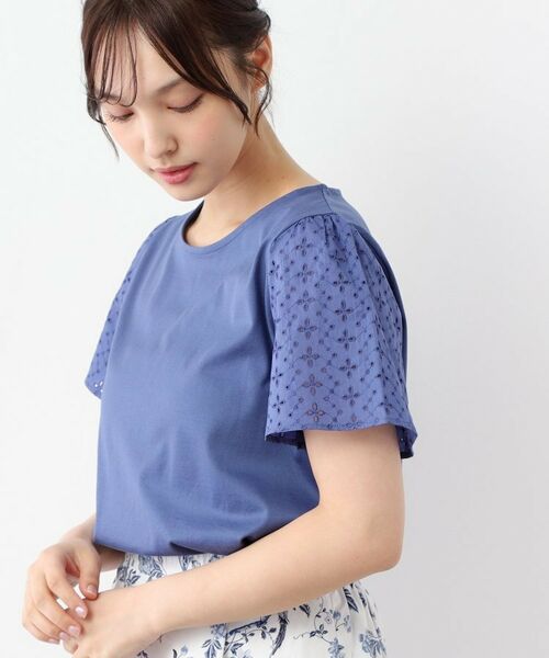 LAURA ASHLEY / ローラ アシュレイ Tシャツ | 【洗える／コットン100％/日本製／袖レース】デザインTシャツ | 詳細5