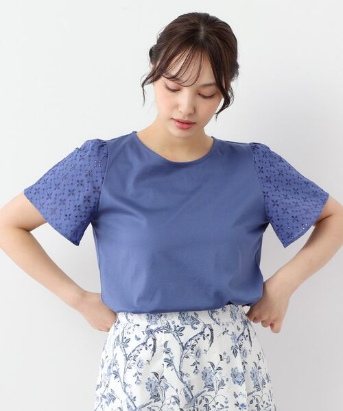 LAURA ASHLEY / ローラ アシュレイ Tシャツ | 【洗える／コットン100％/日本製／袖レース】デザインTシャツ | 詳細6